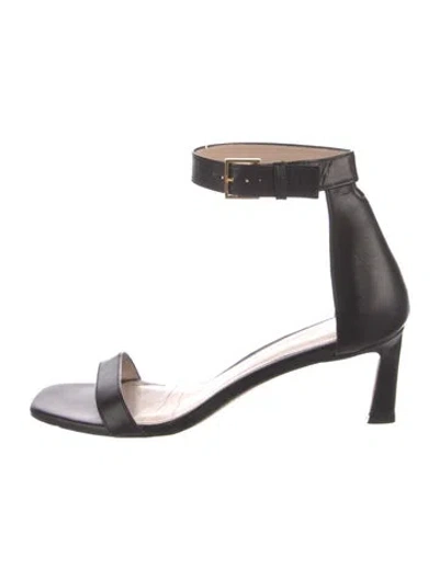 Pre-owned Stuart Weitzman Leather Sandals In Black