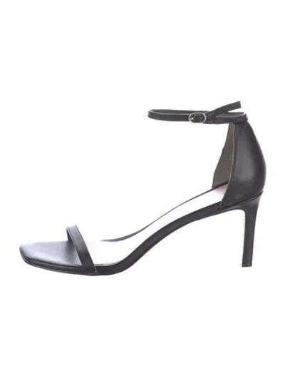 Pre-owned Stuart Weitzman Leather Sandals In Black