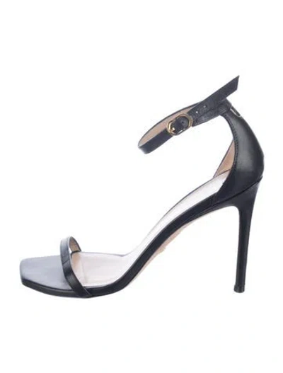 Pre-owned Stuart Weitzman Leather Sandals In Black