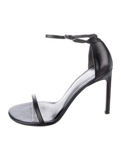 Pre-owned Stuart Weitzman Leather Sandals In Black