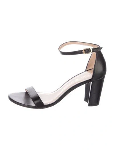 Pre-owned Stuart Weitzman Leather Sandals In Black