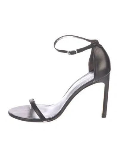 Pre-owned Stuart Weitzman Leather Sandals In Black