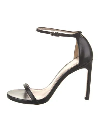 Pre-owned Stuart Weitzman Leather Sandals In Black