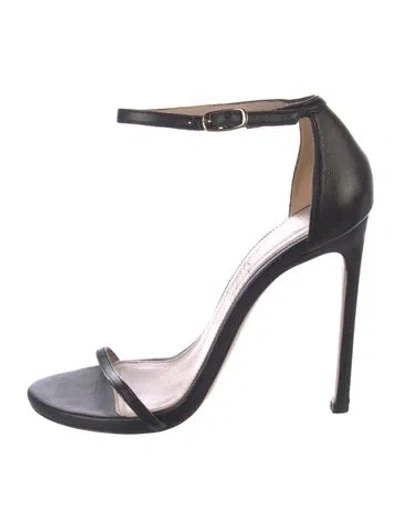 Pre-owned Stuart Weitzman Leather Sandals In Black
