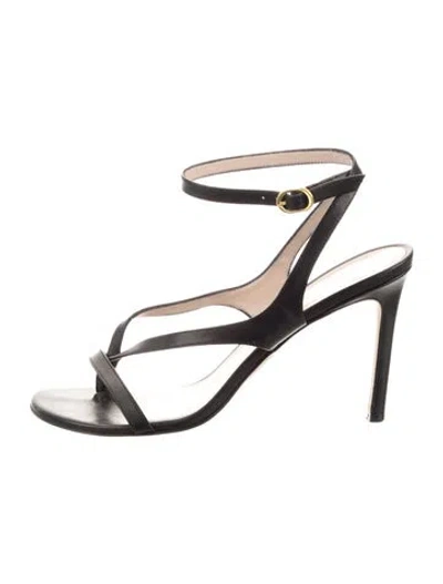 Pre-owned Stuart Weitzman Leather Sandals In Black