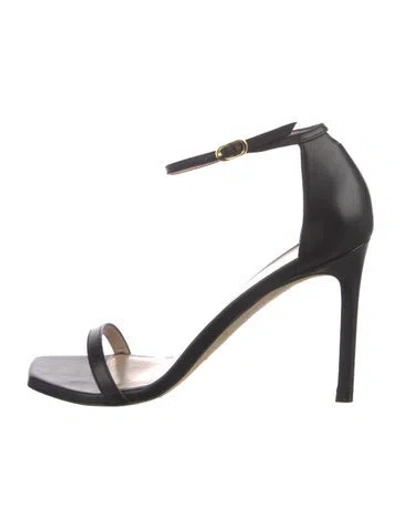 Pre-owned Stuart Weitzman Leather Sandals In Black