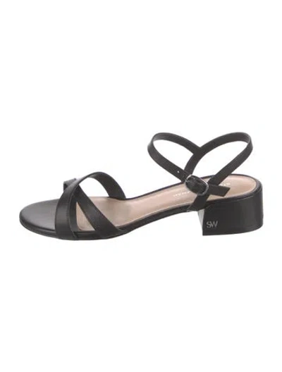Pre-owned Stuart Weitzman Leather Sandals In Black