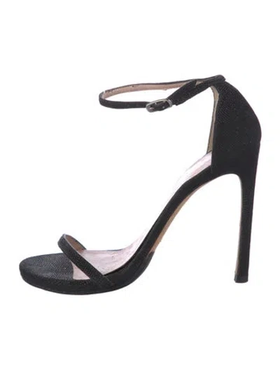 Pre-owned Stuart Weitzman Leather Sandals In Black