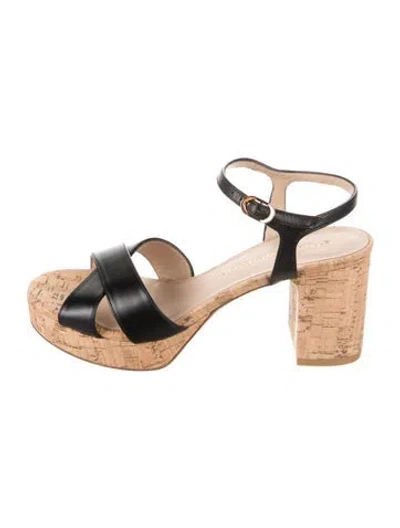 Pre-owned Stuart Weitzman Leather Sandals In Black