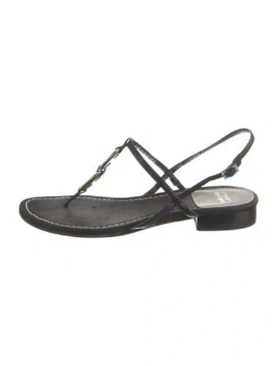 Pre-owned Stuart Weitzman Leather Sandals In Black