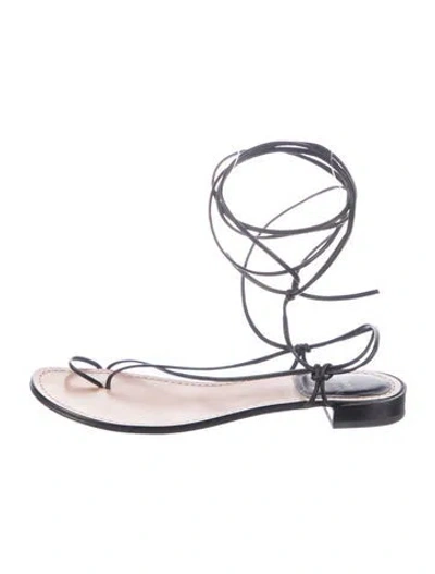 Pre-owned Stuart Weitzman Leather Sandals In Black