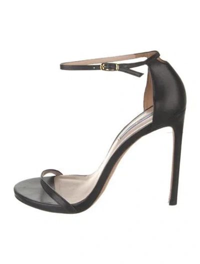 Pre-owned Stuart Weitzman Leather Sandals In Black