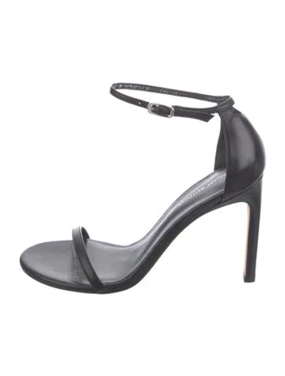Pre-owned Stuart Weitzman Leather Sandals In Black