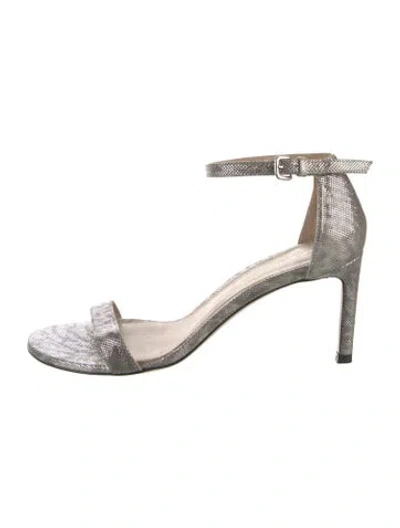 Pre-owned Stuart Weitzman Leather Sandals In Gray