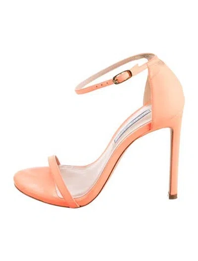 Pre-owned Stuart Weitzman Leather Sandals In Orange
