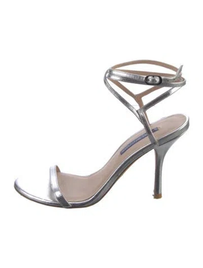 Pre-owned Stuart Weitzman Leather Sandals In Silver