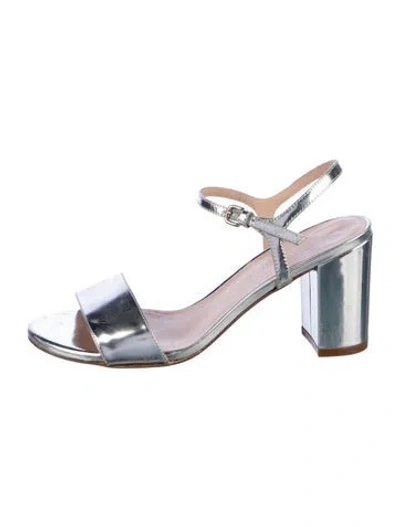 Pre-owned Stuart Weitzman Leather Sandals In Silver