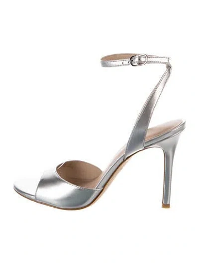 Pre-owned Stuart Weitzman Leather Sandals In Silver