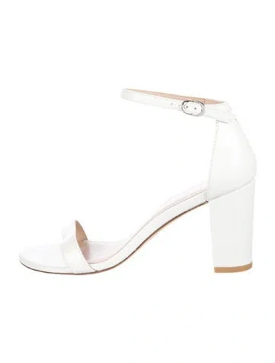 Pre-owned Stuart Weitzman Leather Sandals In White