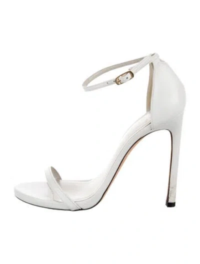 Pre-owned Stuart Weitzman Leather Sandals In White