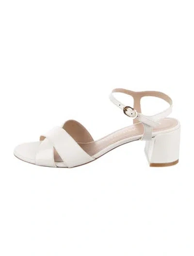 Pre-owned Stuart Weitzman Leather Sandals In White
