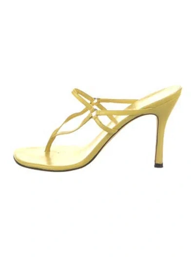 Pre-owned Stuart Weitzman Leather Sandals In Yellow