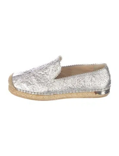 Pre-owned Stuart Weitzman Leather Scalloped Accent Espadrilles In Metallic