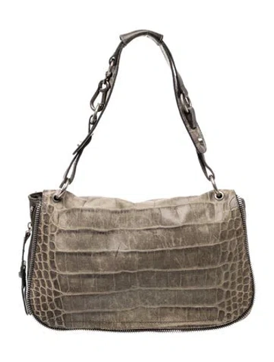 Pre-owned Stuart Weitzman Leather Shoulder Bag In Gray