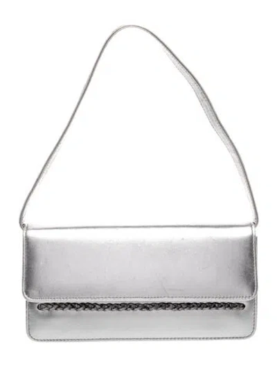 Pre-owned Stuart Weitzman Leather Shoulder Bag In Silver