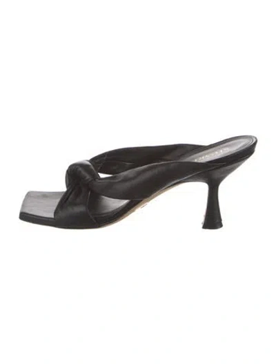 Pre-owned Stuart Weitzman Leather Slides In Black