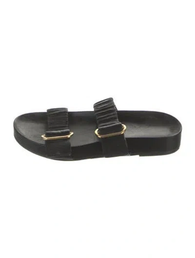 Pre-owned Stuart Weitzman Leather Slides In Black