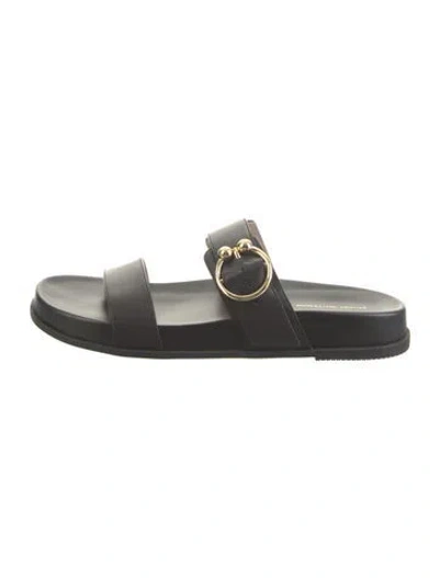 Pre-owned Stuart Weitzman Leather Slides In Black