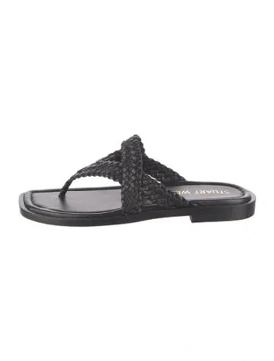 Pre-owned Stuart Weitzman Leather Slides In Black