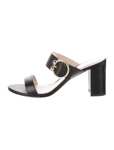 Pre-owned Stuart Weitzman Leather Slides In Black