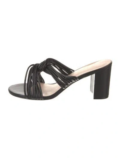Pre-owned Stuart Weitzman Leather Slides In Black