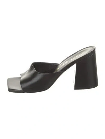 Pre-owned Stuart Weitzman Leather Slides In Black