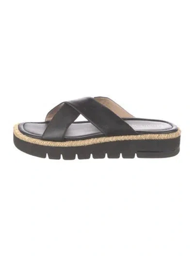 Pre-owned Stuart Weitzman Leather Slides In Black