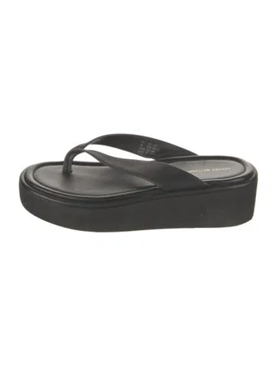 Pre-owned Stuart Weitzman Leather Slides In Black