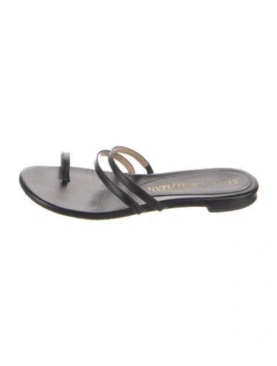 Pre-owned Stuart Weitzman Leather Slides In Black