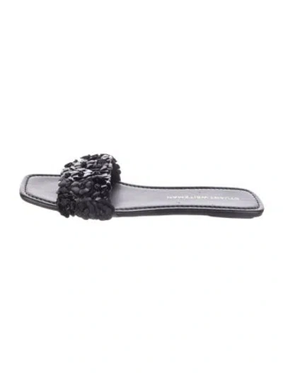 Pre-owned Stuart Weitzman Leather Slides In Black
