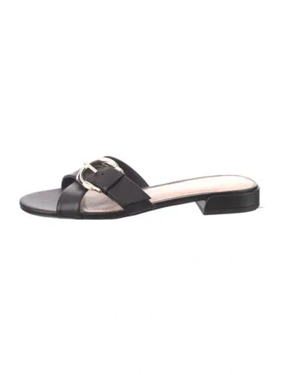 Pre-owned Stuart Weitzman Leather Slides In Black