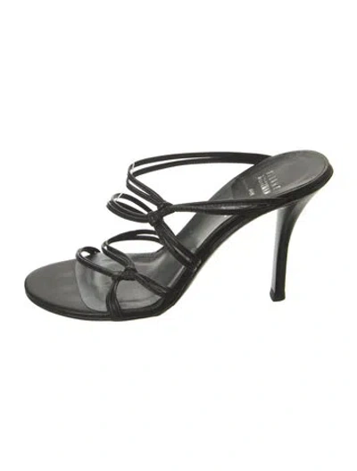 Pre-owned Stuart Weitzman Leather Slides In Black