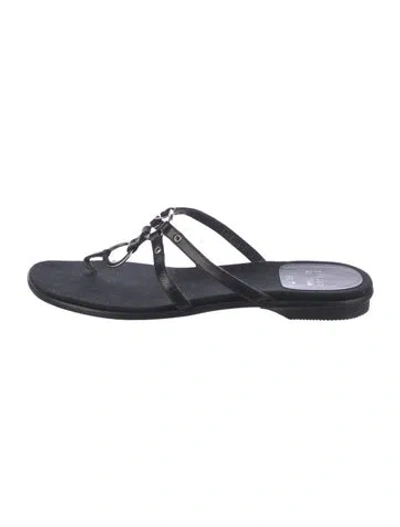 Pre-owned Stuart Weitzman Leather Slides In Black