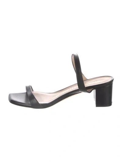 Pre-owned Stuart Weitzman Leather Slides In Black
