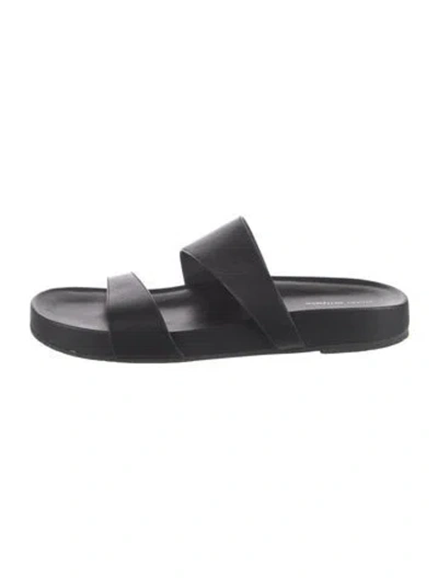 Pre-owned Stuart Weitzman Leather Slides In Black