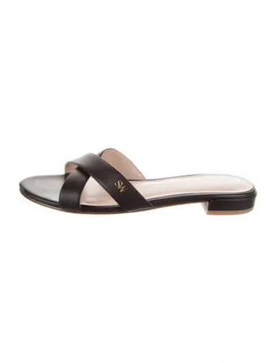 Pre-owned Stuart Weitzman Leather Slides In Black