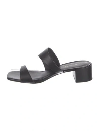 Pre-owned Stuart Weitzman Leather Slides In Black