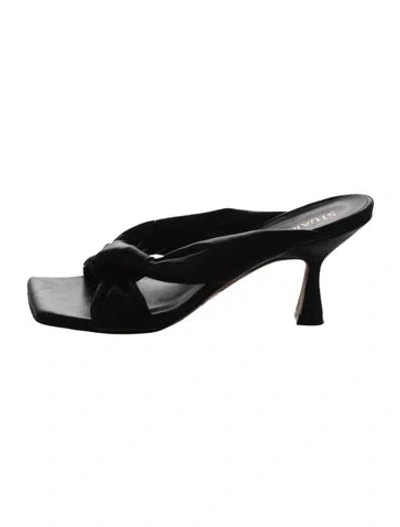 Pre-owned Stuart Weitzman Leather Slides In Black