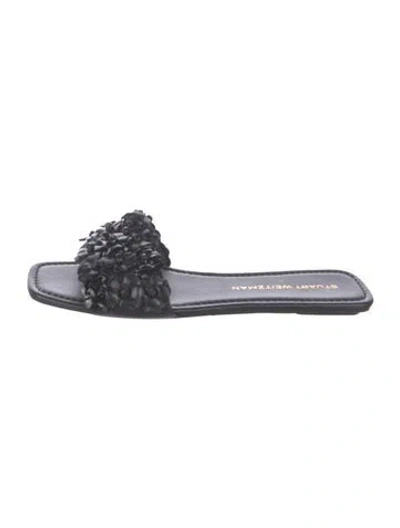 Pre-owned Stuart Weitzman Leather Slides In Black