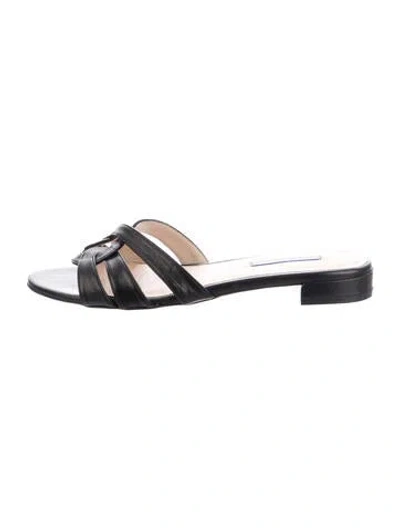 Pre-owned Stuart Weitzman Leather Slides In Black